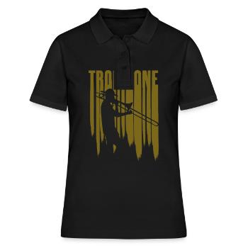 Trombone Posaune Big Band Geschenk Design - Frauen Polo Shirt - Schwarz - Vorne - Ailine (174cm)