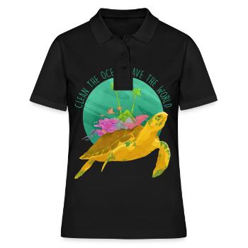 Animal mer Ocean Fish - Polo Femme - noir - Devant - Ailine (174cm)