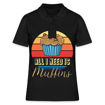 Muffin Je n’ai besoin que de muffins pâtisseries sucrées - Polo Femme - noir - Devant - Ailine (174cm)