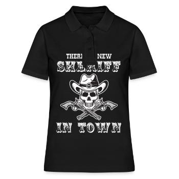 Sheriffstern neuer Sheriff in der Stadt Revolver - Frauen Polo Shirt - Schwarz - Vorne - Ailine (174cm)