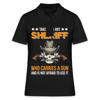 Sheriff mit Revolver Abzeichen Sheriffstern - Frauen Polo Shirt - Schwarz - Vorne - Ailine (174cm)