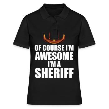 Sheriff mit Hut Sheriffstern und Revolver - Frauen Polo Shirt - Schwarz - Vorne - Ailine (174cm)