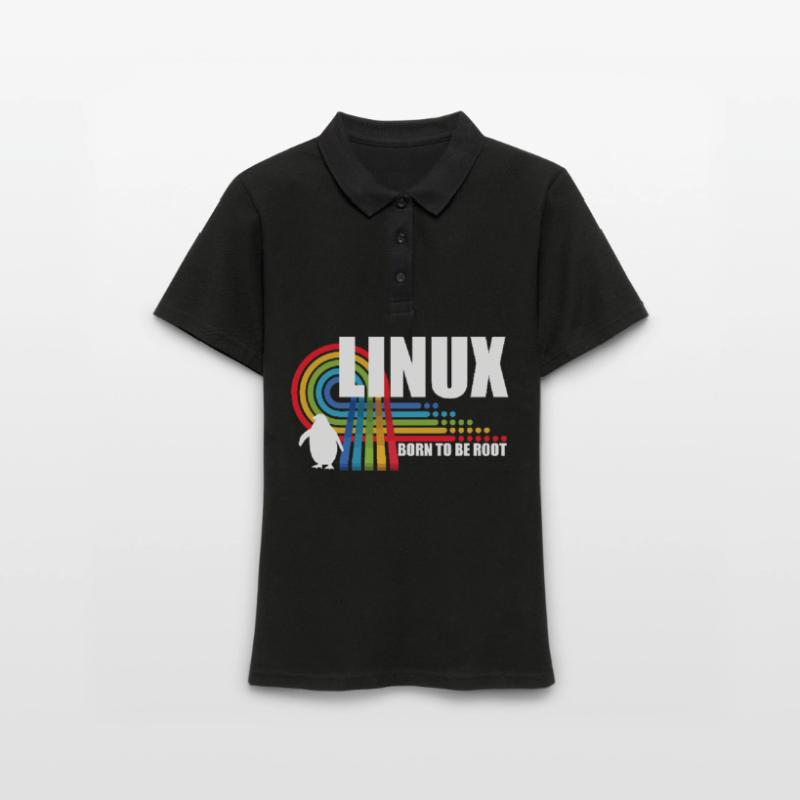 Born To Be Root Penguin Linux Nerd Coding Geek Women's Polo Shirt