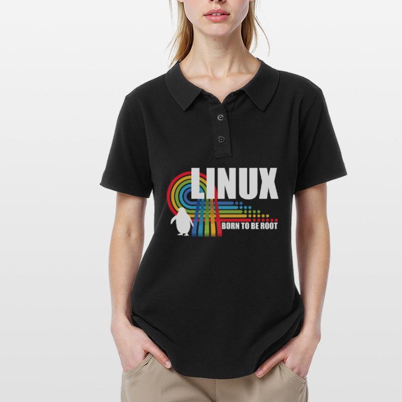 Born To Be Root Pinguin Linux Nerd Coding Geek Frauen Polo Shirt