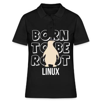 Né pour être administrateur Linux root pour Nerd et Geeks - Polo Femme - noir - Devant - Ailine (174cm)