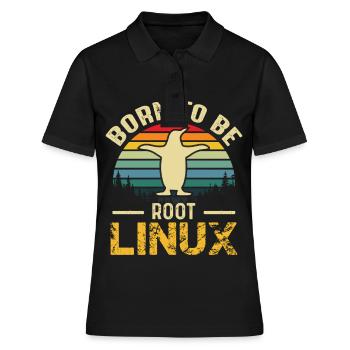 Né pour être Root Linux Nerd Admin Geek - Polo Femme - noir - Devant - Ailine (174cm)