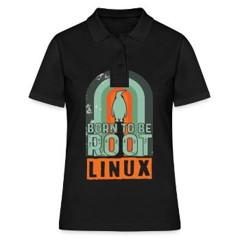 Né pour être Root Retro Linux Nerd Coding Geek - Polo Femme - noir - Devant - Ailine (174cm)
