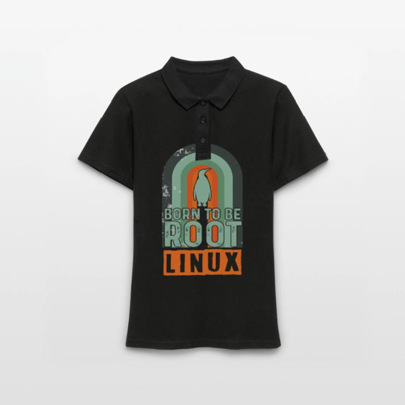 Né pour être Root Retro Linux Nerd Coding Geek Polo Femme