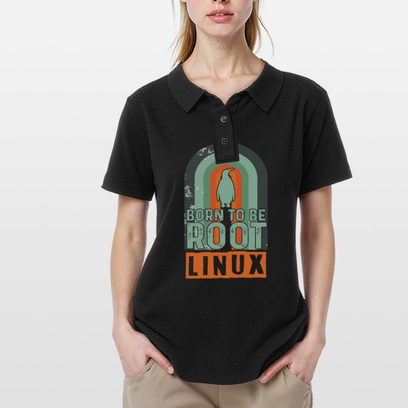 Né pour être Root Retro Linux Nerd Coding Geek Polo Femme