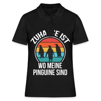 Pingouins à la maison Pôle Nord Penguin Animal love - Polo Femme - noir - Devant - Ailine (174cm)