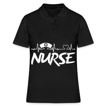Urgence de premiers soins cardiaques de l’infirmière - Polo Femme - noir - Devant - Ailine (174cm)