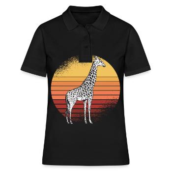Giraffe Retro Afrika Savanne - Frauen Polo Shirt - Schwarz - Vorne - Ailine (174cm)