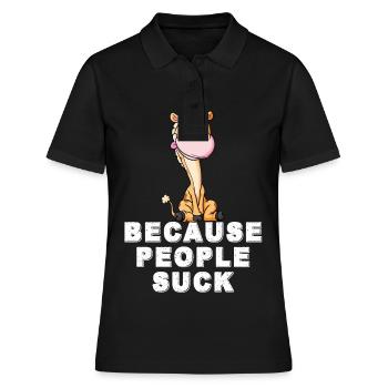 Böse Giraffe Afrika Safari Savanne - Frauen Polo Shirt - Schwarz - Vorne - Ailine (174cm)