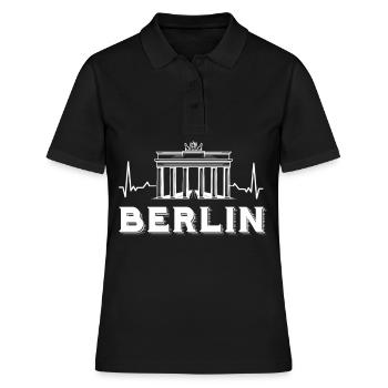 Berlin Herzschlag Brandenburger Tor Deutschland - Frauen Polo Shirt - Schwarz - Vorne - Ailine (174cm)