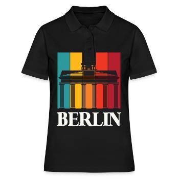 Berlin Retro Brandenburger Tor Deutschland - Frauen Polo Shirt - Schwarz - Vorne - Ailine (174cm)