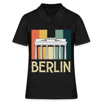 Berlin Vintage Porte de Brandebourg Allemagne - Polo Femme - noir - Devant - Ailine (174cm)
