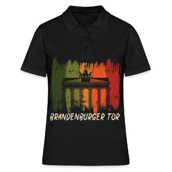 Brandenburger Tor Retro Berlin Deutschland - Frauen Polo Shirt - Schwarz - Vorne - Ailine (174cm)