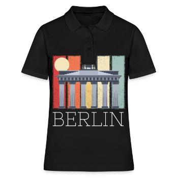 Brandenburger Tor Berlin Mond Deutschland - Frauen Polo Shirt - Schwarz - Vorne - Ailine (174cm)