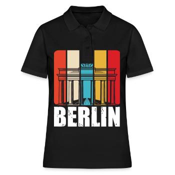 Berlin Retro Vintage Brandenburger Tor Deutsch - Frauen Polo Shirt - Schwarz - Vorne - Ailine (174cm)