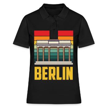 Berlin Brandenburger Tor Retro Deutsch - Frauen Polo Shirt - Schwarz - Vorne - Ailine (174cm)