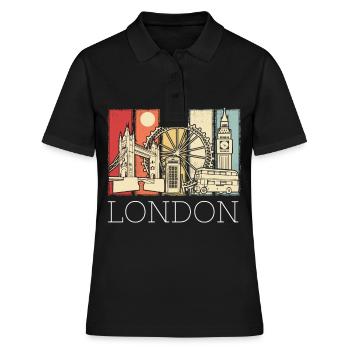 London Skyline Phone Booth Big Ben Double-Decker - Women's Polo Shirt - black - Front - Ailine (174cm)