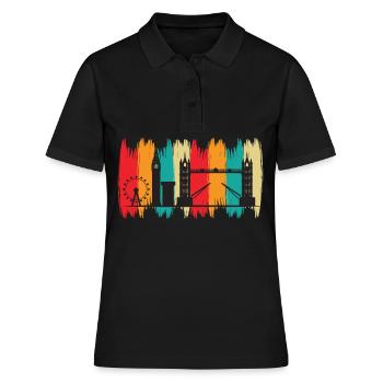 Tower Bridge London Retro Big Ben Ferris Wheel UK - Women's Polo Shirt - black - Front - Ailine (174cm)