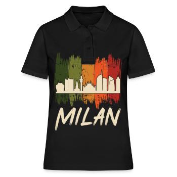 Mailand Retro Skyline mailänder Dom - Frauen Polo Shirt - Schwarz - Vorne - Ailine (174cm)