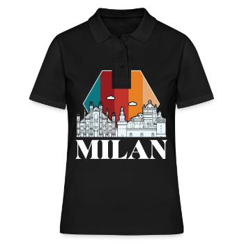 Mailand Retro Mailänder Dom Domkirche - Frauen Polo Shirt - Schwarz - Vorne - Ailine (174cm)