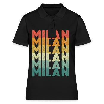 Mailand Retro Vintage Italien Mailänder Dom - Frauen Polo Shirt - Schwarz - Vorne - Ailine (174cm)