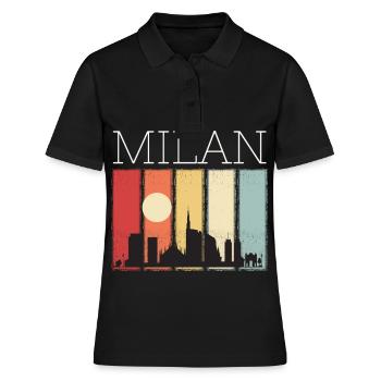 Mailand Mond Skyline Retro Mailänder Dom - Frauen Polo Shirt - Schwarz - Vorne - Ailine (174cm)