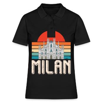 Mailand Sunrise Italien Domkirche Mailänder Dom - Frauen Polo Shirt - Schwarz - Vorne - Ailine (174cm)