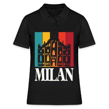 Mailand Domkirche Retro Mailänder Dom - Frauen Polo Shirt - Schwarz - Vorne - Ailine (174cm)