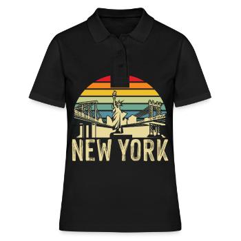 NY Freiheitsstatue New York Big Apple NYC Skyline - Frauen Polo Shirt - Schwarz - Vorne - Ailine (174cm)