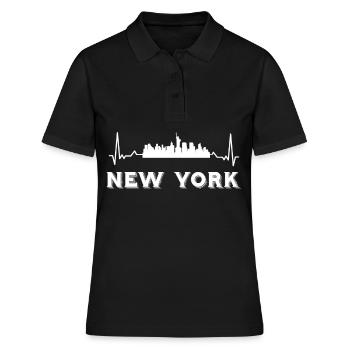 New York Herzschlag NYC Big Apple Freiheitsstatue - Frauen Polo Shirt - Schwarz - Vorne - Ailine (174cm)