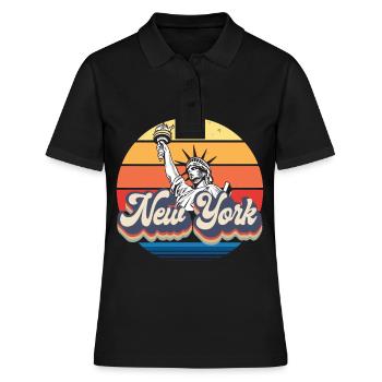 New York Retro Freiheitsstatue Skyline Big Apple - Frauen Polo Shirt - Schwarz - Vorne - Ailine (174cm)