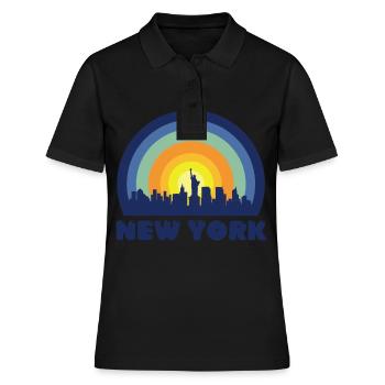 New York City Freiheitsstatue Skyline Big Apple - Frauen Polo Shirt - Schwarz - Vorne - Ailine (174cm)