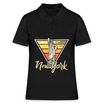 Freiheitsstatue Liberty Island New York Big Apple - Frauen Polo Shirt - Schwarz - Vorne - Ailine (174cm)