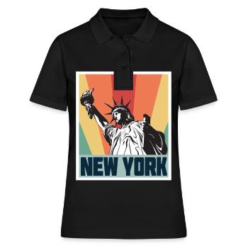 Freiheitsstatue New York Liberty Island Big Apple - Frauen Polo Shirt - Schwarz - Vorne - Ailine (174cm)