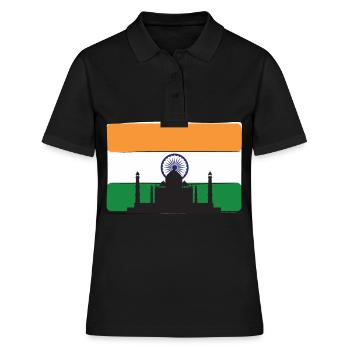 Indien Flagge Taj Mahal Palast Mausoleum Südasien - Frauen Polo Shirt - Schwarz - Vorne - Ailine (174cm)
