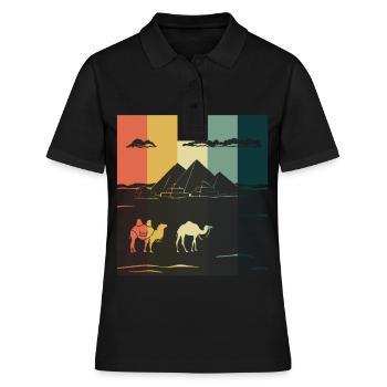 Kamel Gizeh Pyramide Ägypten Sphinx Anubis - Frauen Polo Shirt - Schwarz - Vorne - Ailine (174cm)