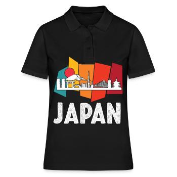 Japan Skyline Tokyo Berge Asien - Frauen Polo Shirt - Schwarz - Vorne - Ailine (174cm)
