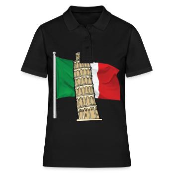 Italien Flagge mit schiefer Turm von Pisa - Frauen Polo Shirt - Schwarz - Vorne - Ailine (174cm)