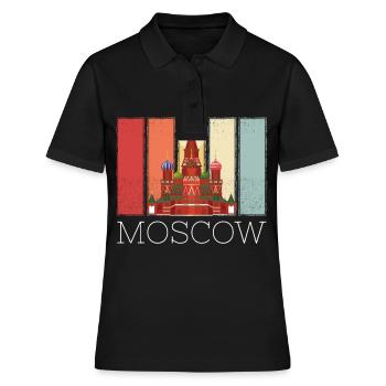 Cathédrale de Moscou Basile Russie Rétro - Polo Femme - noir - Devant - Ailine (174cm)