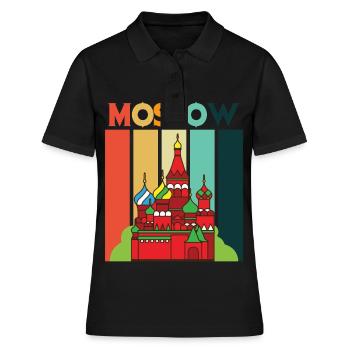 Cathédrale rétro de Moscou Russie - Polo Femme - noir - Devant - Ailine (174cm)