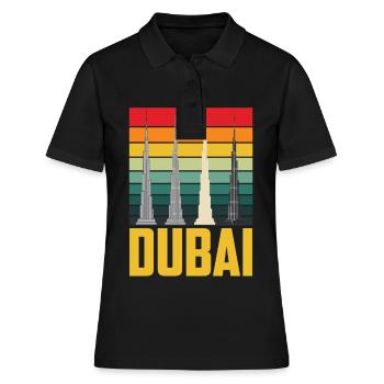 Dubaï Gratte-ciel Burj Khalifa Retro UAE - Polo Femme - noir - Devant - Ailine (174cm)
