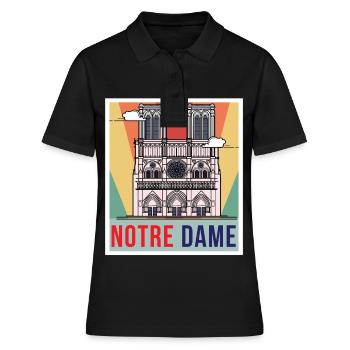 Cathédrale rétro Notre-Dame de Paris - Polo Femme - noir - Devant - Ailine (174cm)