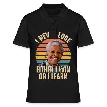 Mandela ne perd jamais son combat pour la liberté - Polo Femme - noir - Devant - Ailine (174cm)