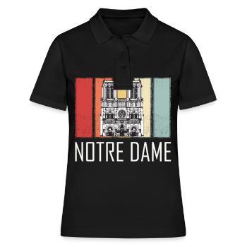 Cathédrale Notre Dame Retro Paris Français - Polo Femme - noir - Devant - Ailine (174cm)