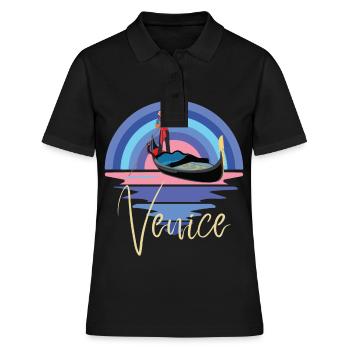 Venedig Gondel Canal Grande Norditalien - Frauen Polo Shirt - Schwarz - Vorne - Ailine (174cm)