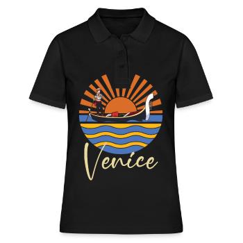 Venedig Gondel Norditalien Lagune Canal Grande - Frauen Polo Shirt - Schwarz - Vorne - Ailine (174cm)